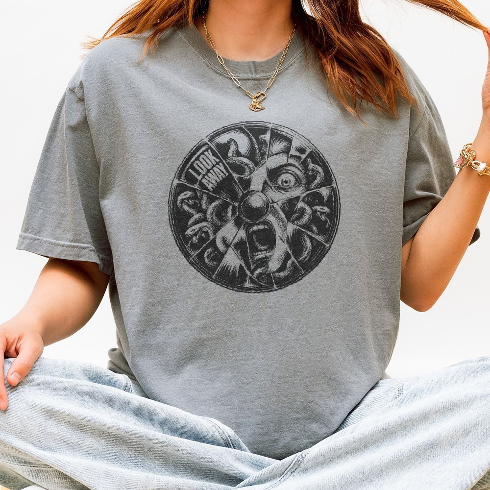 Look Away Screaming Eye Snake Wheel Surreal Tee